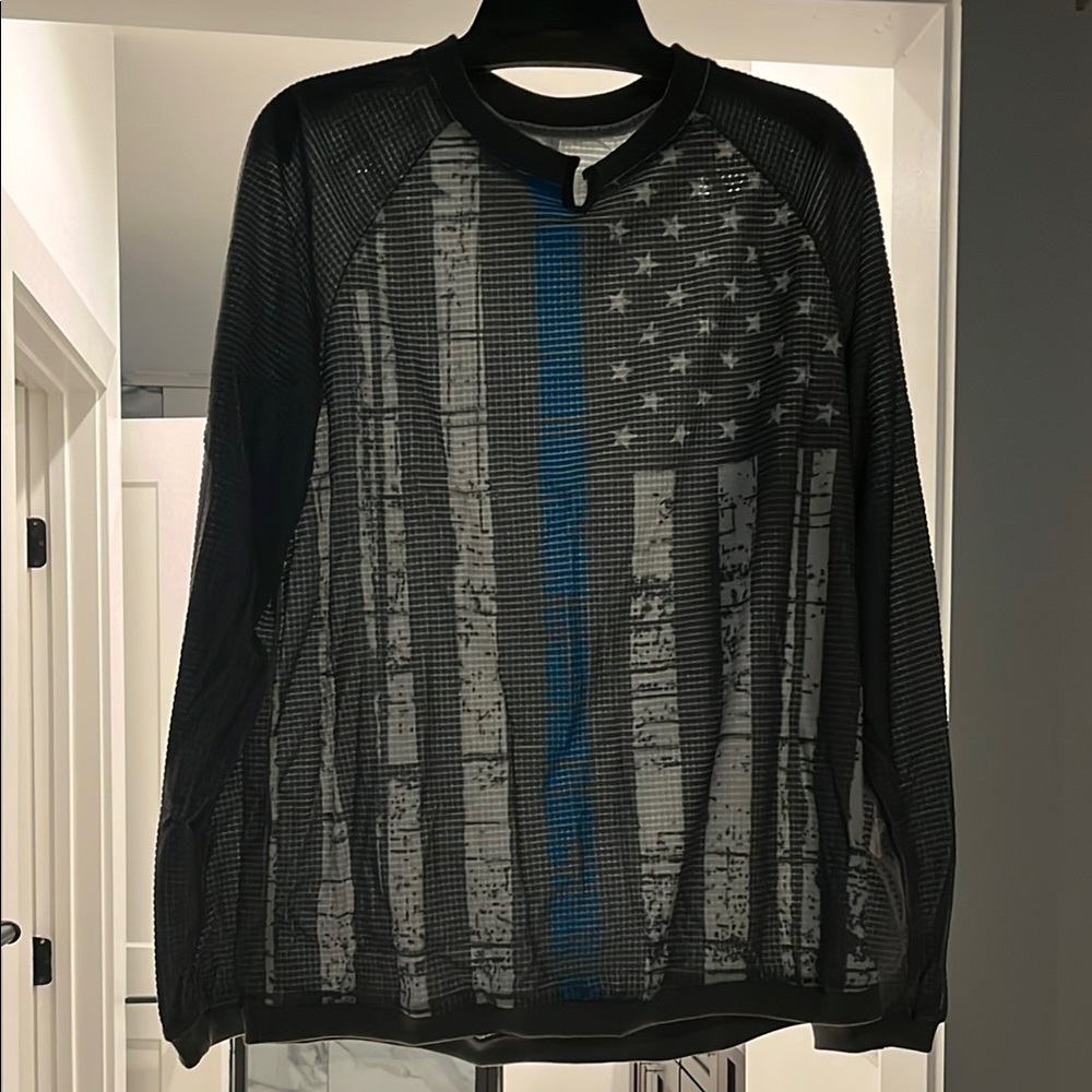 Black and Blue Flag Long Sleeve Shirt